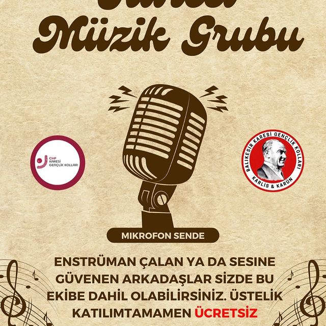 Karesi Gençlik Kolları, Balıkesirli gençlere müzik grubuna katılma çağrısında bulundu.