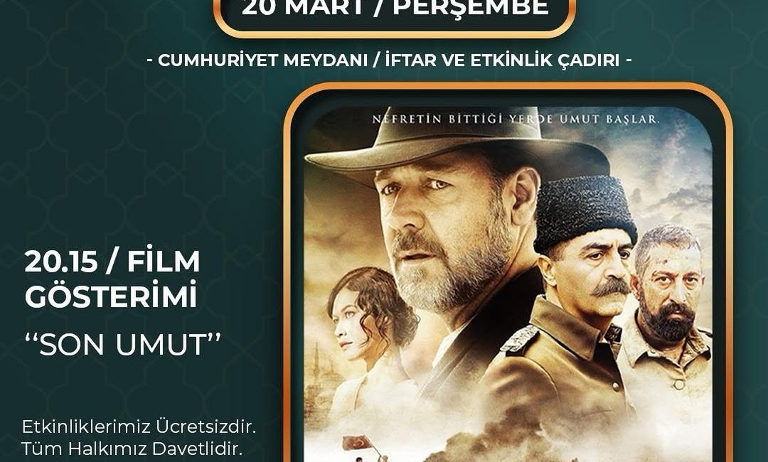 Cumhuriyet Meydanı’nda Sinema Keyfi Bandırma Belediyesi, 20 Mart Perşembe günü