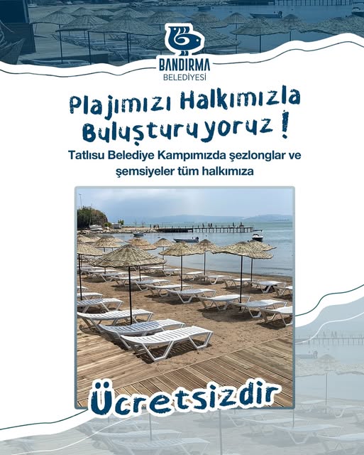 Bandırma’da Ücretsiz Tatil İmkanı Başladı Bandırma Belediyesi, yaz aylarının gelmesiyle