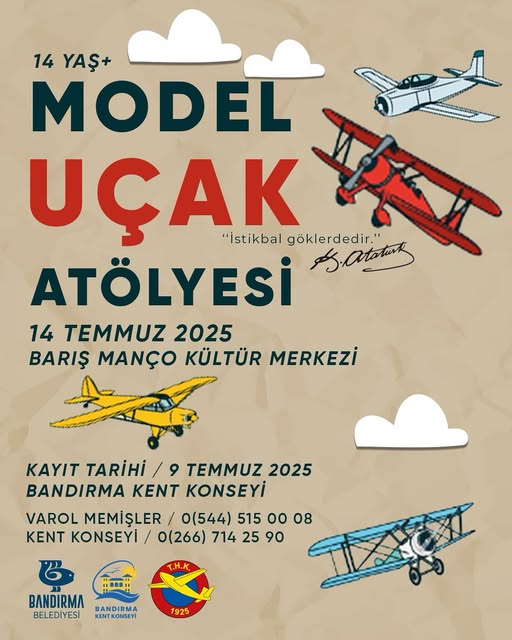 Bandırma Belediyesi’nden Model Uçak Atölyesi Yeniden Başlıyor Bandırma Belediyesi, Kent