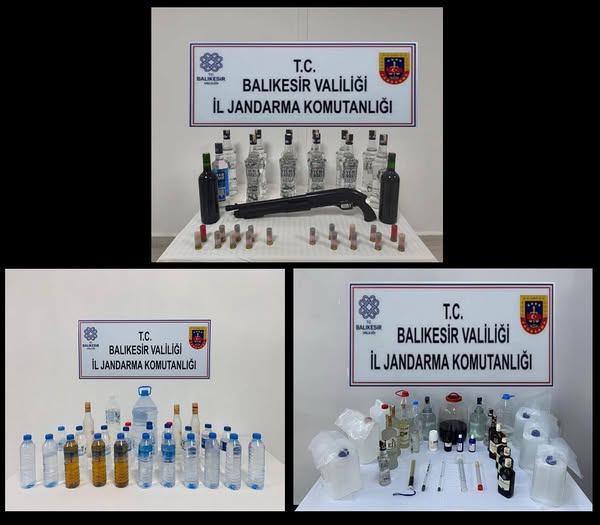 Balıkesir’de jandarmanın düzenlediği geniş kapsamlı bir operasyonda, sahte içki üretimi