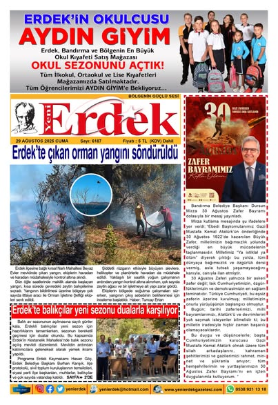 Erdek’te 29 Ağustos 2025 Tarihi Gündemi Erdek‘te 29 Ağustos 2025