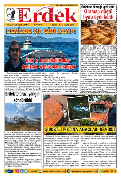 Erdek’te Güncel Gelişmeler Erdek’te 8 Ağustos 2025 Cuma günü, yerel