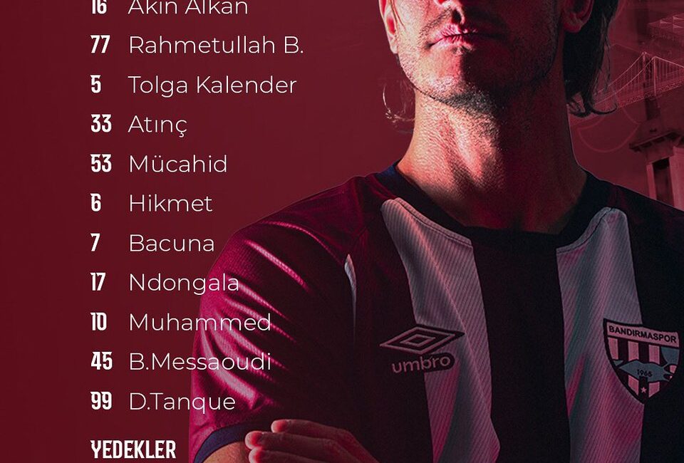 Bandırmaspor, Vanspor FK ile oynayacağı maç için ilk 11’i ve