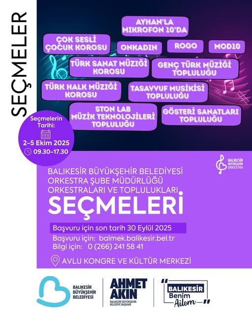 Balıkesir Büyükşehir Belediyesi, Büyükşehir Belediye Koroları bünyesinde görev yapacak yeni