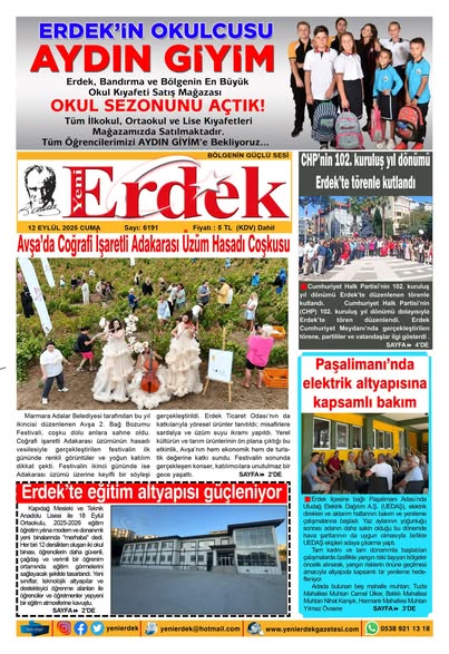 Erdek’te Güncel Haberler Erdek‘te yerel haberler, 12 Eylül 2025 Cuma