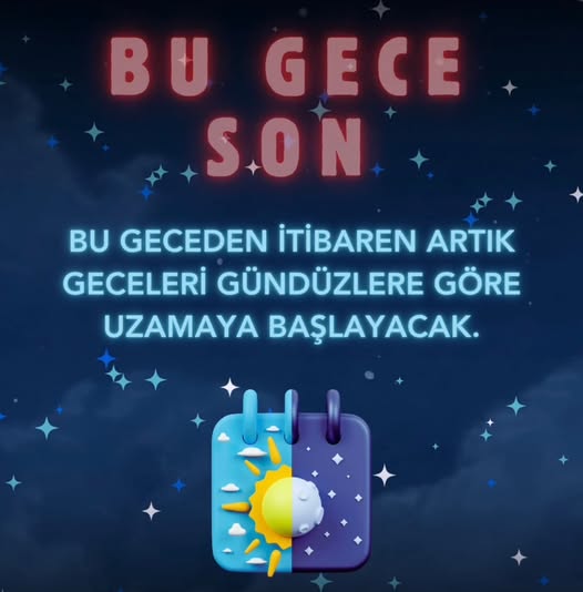Havaforum’un aktardığına göre, bu geceyle birlikte geceler, gündüzlere göre daha