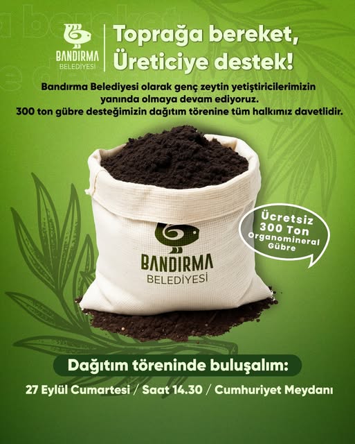 Bandırma Belediyesi Genç Zeytin Yetiştiricilerine Destek Veriyor Bandırma Belediyesi, genç