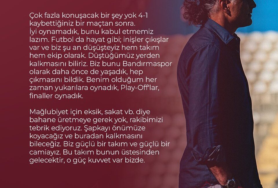 Bandırmaspor Teknik Direktörü Mustafa Gürsel, takımının son maçı sonrasında bir