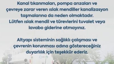 Balıkesir Büyükşehir Belediyesi Su ve Kanalizasyon İdaresi (BASKİ), ıslak mendillerin
