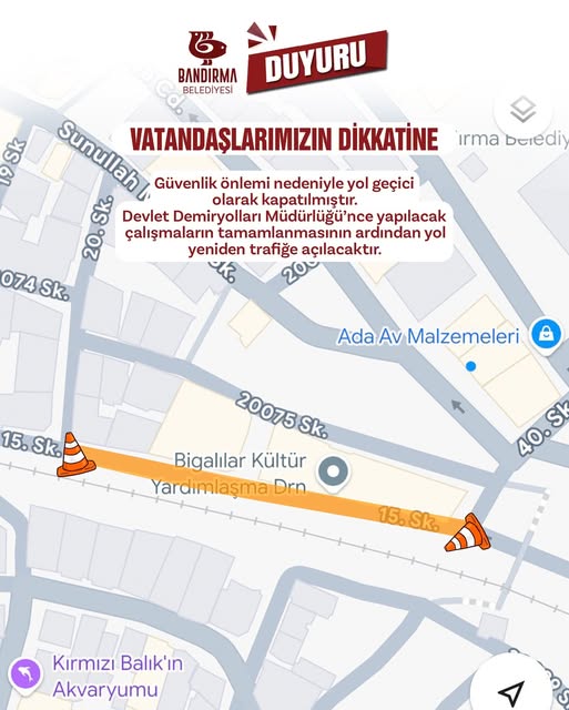Bandırma’da Yol Trafiğe Kapatıldı Bandırma’da belirli bir bölgede alınan güvenlik