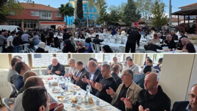 Bandırma Aksakal Mahallesi’nde düzenlenen Mevlid-i Şerif programına protokol üyeleri ve