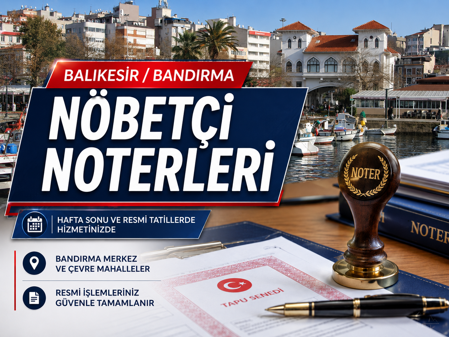 Bandırma nöbetçi noterleri, hafta sonu resmi noter işlemlerini tamamlamak isteyen