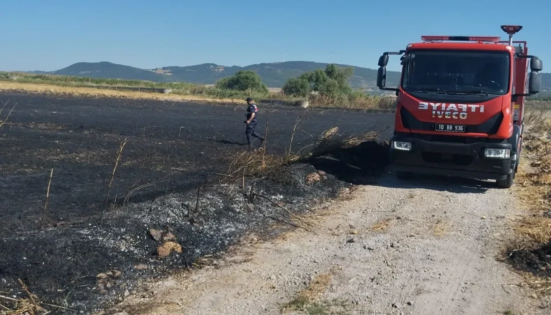 Osmanpazar Mahallesi'ndeki buğday tarlasında çıkan yangın, ekiplerin hızlı müdahalesiyle kontrol
