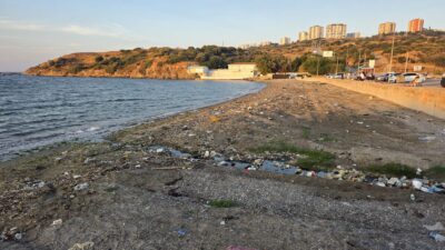 Bandırma Livatya Sahili'nde temizlenen atıklar yeniden belirdi. Rüzgar ve dalgalarla