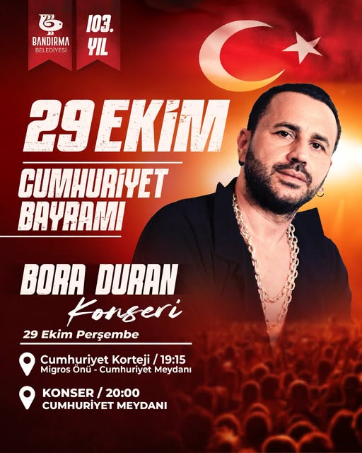 29 Ekim Cumhuriyet Bayramı'nın 102. yıl dönümünü Bandırma'da kutlayın! Kortej